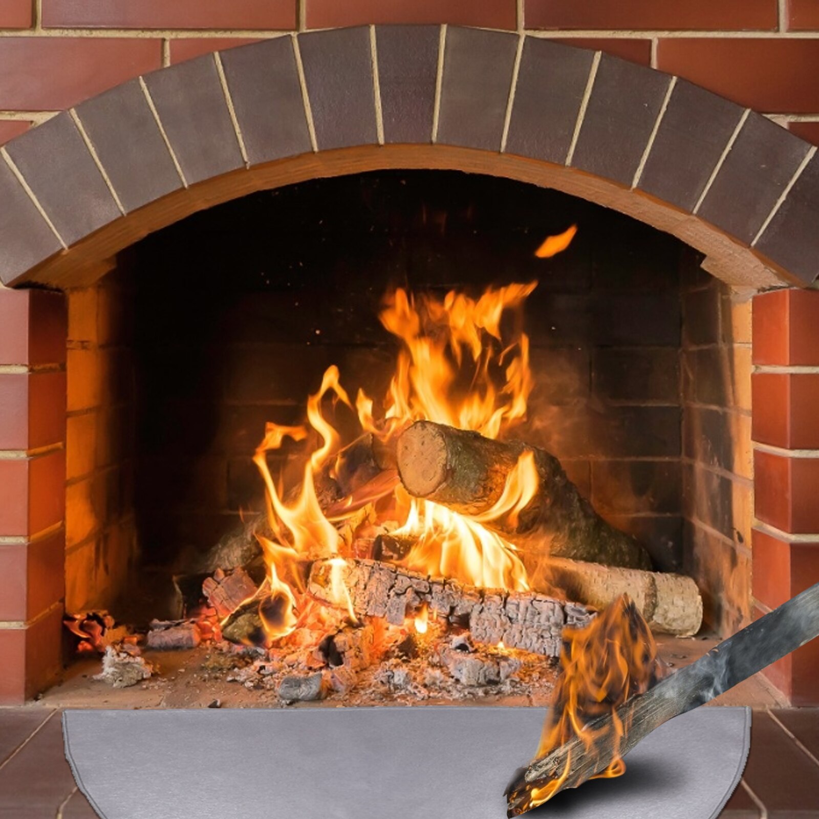 Brandwerend tapijt, halfrond, met glasvezel en siliconen bedekt, voor open haard, grill, bbq, halfrond, vlamvertragend tapijt