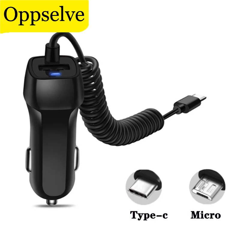 Oppselve Universele Autolader Met Usb Kabel Mobiele Telefoon Oplader Voor Samsung S20 Micro Usb Type C Kabel Snelle Auto telefoon Oplader