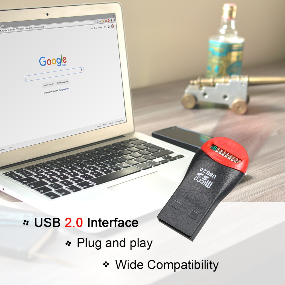 TF Card Reader USB 2.0 Mini Portable Small and light-weight Key-hole TF Card Reader
