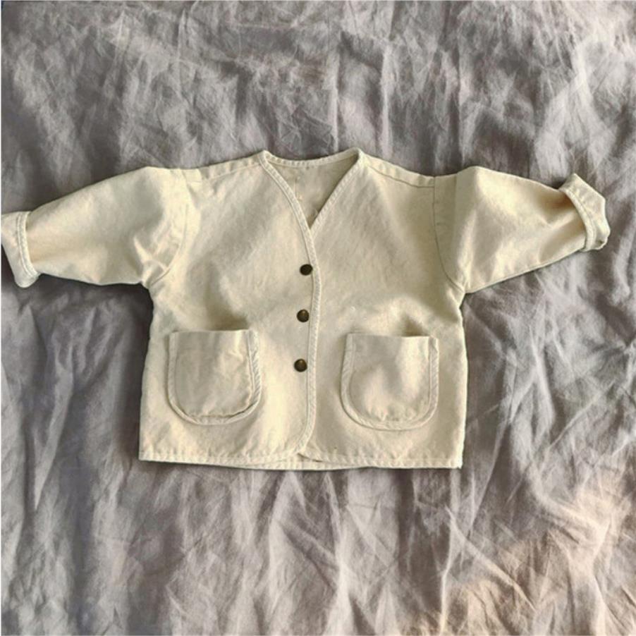 Baby drenge og piger denim jakke børn denim frakke forår og efterår afslappet baby pige frakke børn jakke stor lomme: Hvid / 12m