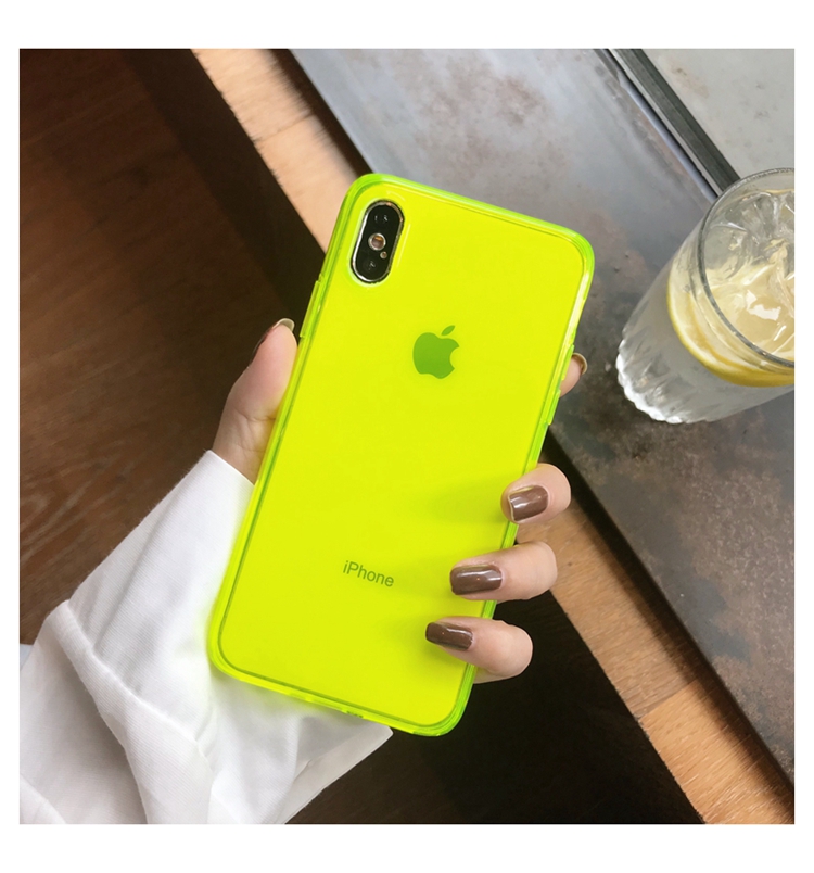 Fluorescent Yellow Phone Case For iphone 11 Pro Max XR X XS Max 7 8 plus Back Cover luxury Couple Transparent Soft Cases