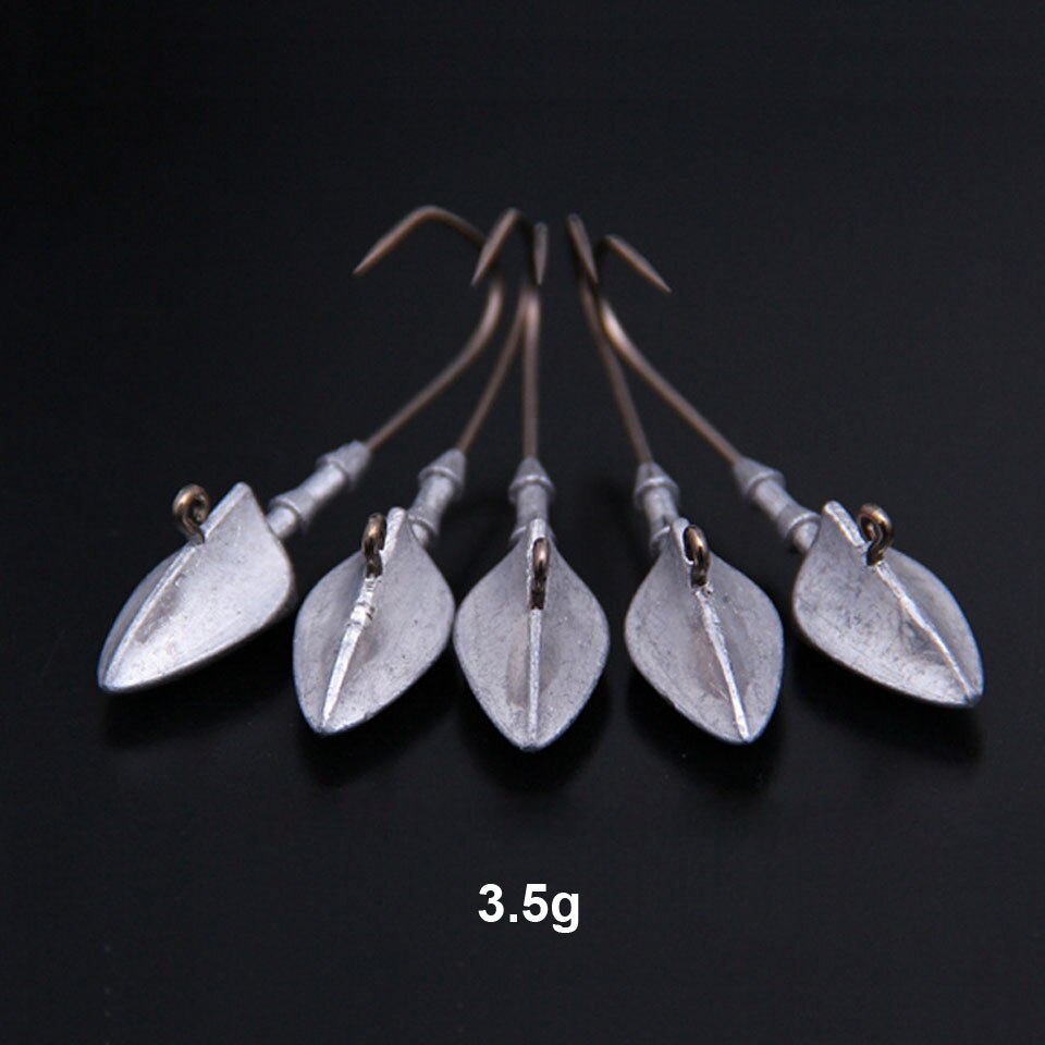Tête de gabarit en plomb pour appât de pêche,hameçon barbelé pour leurre souple et exposé, disponible en 3.5/5/7/10/14/20 g, 5 pièces par lot,: 3g