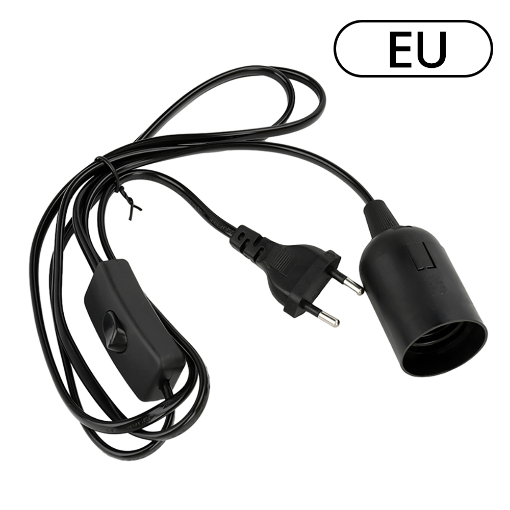 Cables de cable de alimentación de 1,8 m, soporte de Base de casquillo de bombilla E27, soporte de Base de lámpara de dientes completos con cable de interruptor para lámpara colgante de accesorio de bombillas Led: Negro