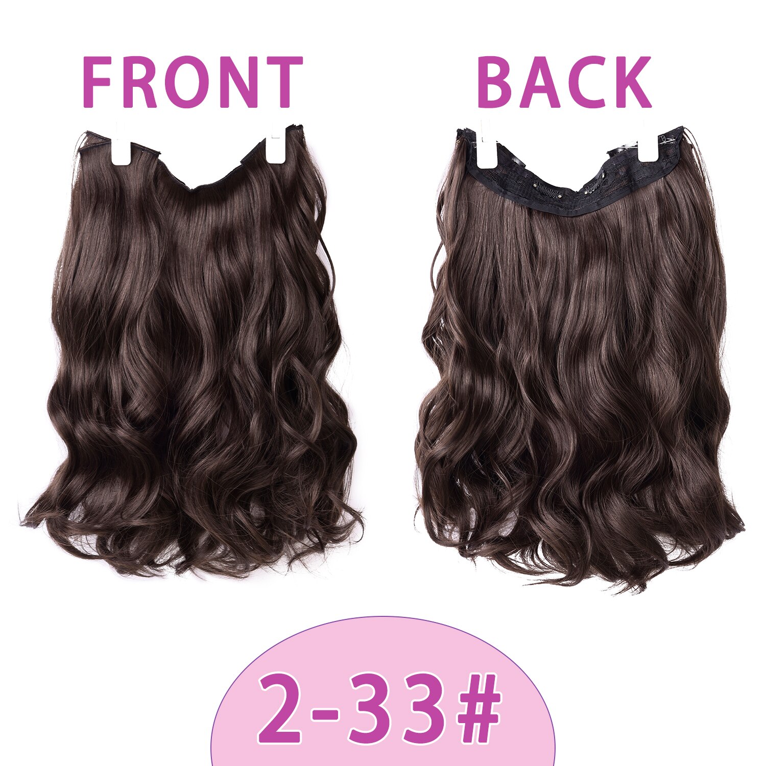 Silike – Extensions de cheveux synthétiques 16 pouces, postiche Halo Invisible, ligne de poisson, 6 Clips, longue ondulée, résistante à la chaleur, 3 postiches pour femmes: 2-33