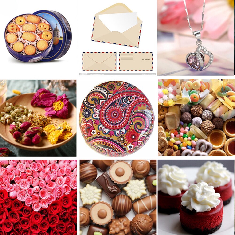 Mini lata Retro Floral, caja de lata encantadora para joyería, dulces, dulces, té, galletas, , 20/10 piezas