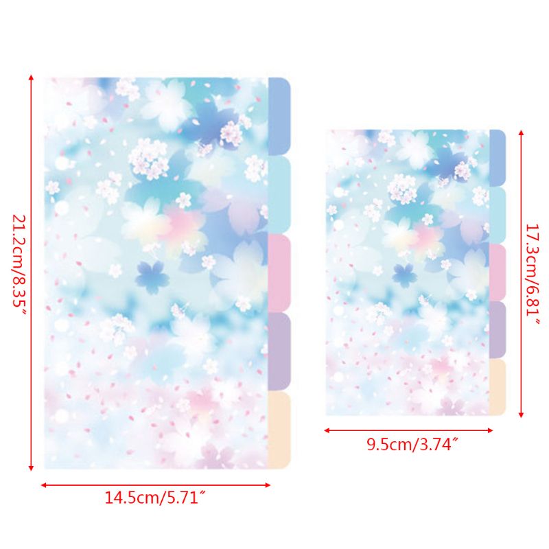 1Set Cherry Blossom A5 A6 Loose Leaf Notebook Divider Index Separator Binders R91A