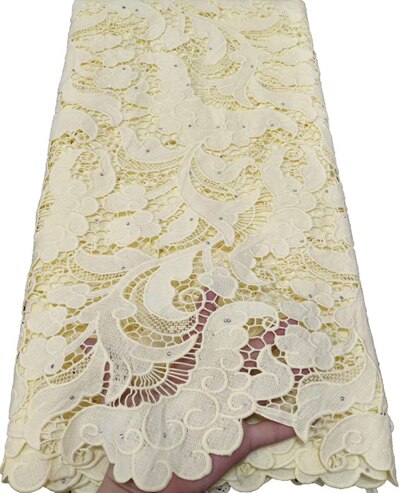 Afrikaanse Koord Kant Stof, chemische Kant Water Oplosbare Guipure Kant Stof Voor Bruiloft Puur Wit YTB86: AS PIC4