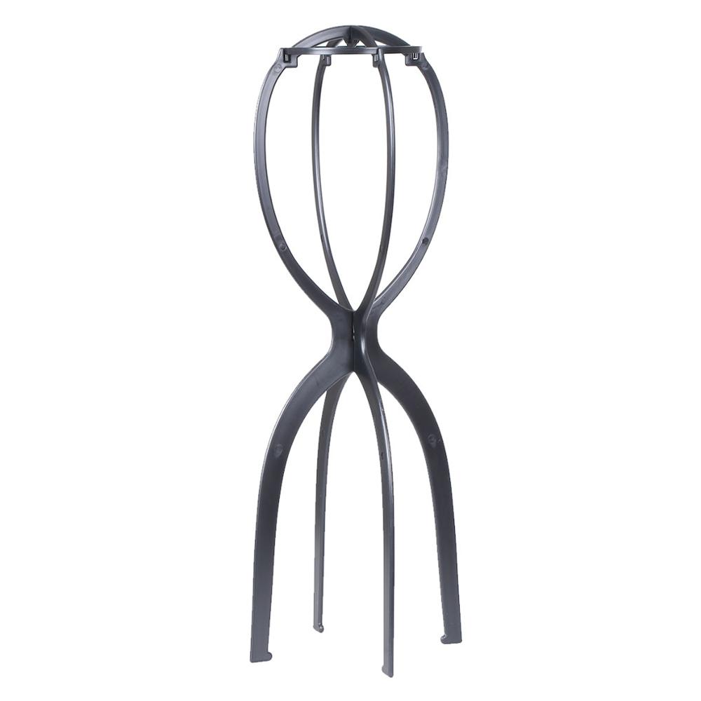 XTREND 1PC Colorful Ajustable Wig Stands Plastic Hat Display Wig Head Holders Mannequin Head/Stand Portable Folding Wig Stand: black 19.7nch