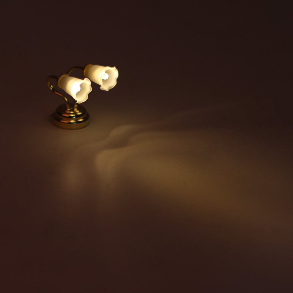 1:12 dukkehus miniature led mini dobbelt hoved væglampe lys