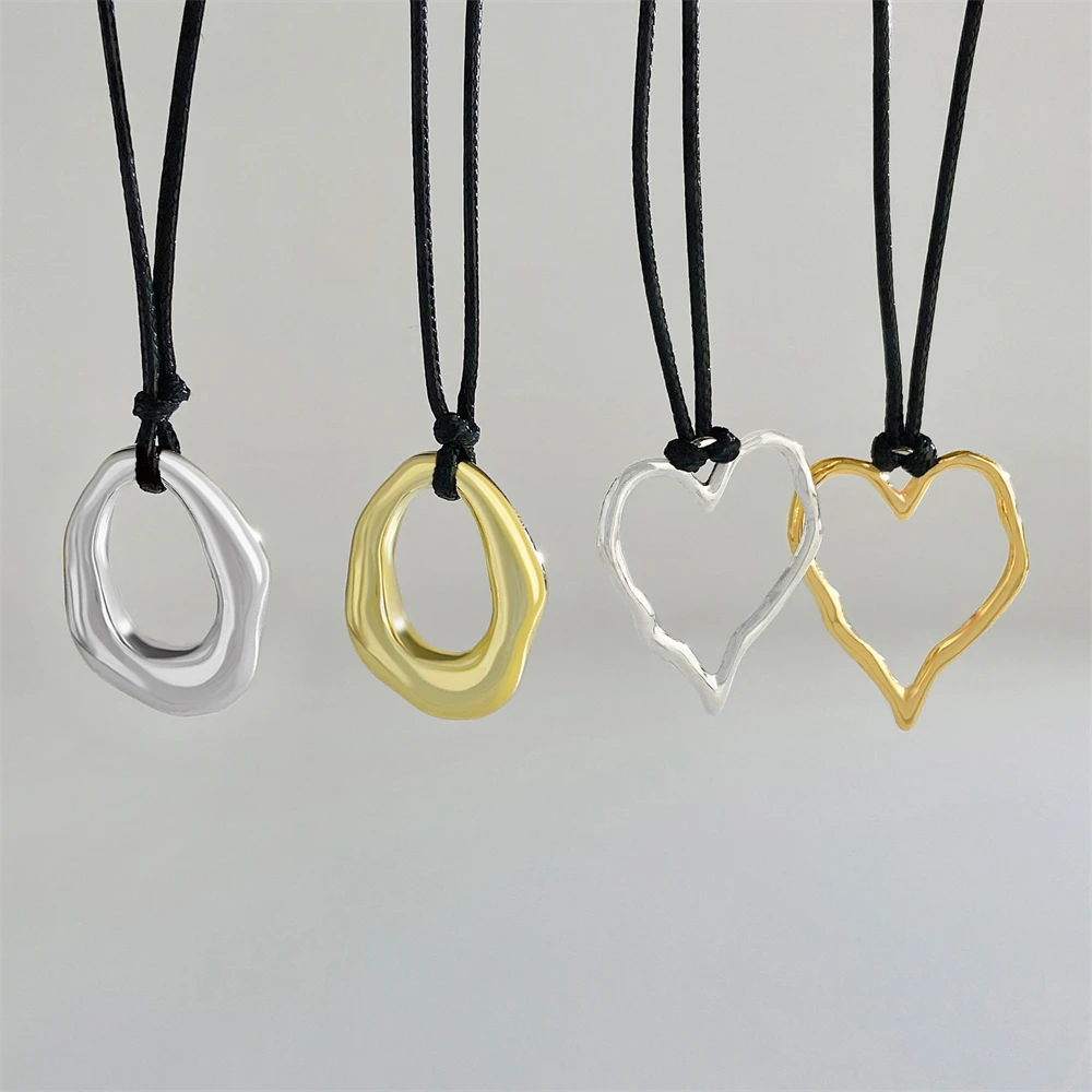 Collar de amor redondo Irregular para hombres y mujeres, collar de cuerda de forma ovalada geométrica de estilo coreano, accesorios de joyería, de