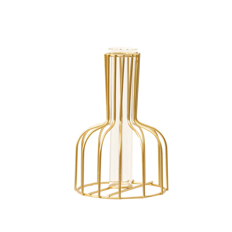 Wine Bottle Simple Hollow Iron Vase Decoration Home Living Room Transparent Simulated Flower Dried Flower Container