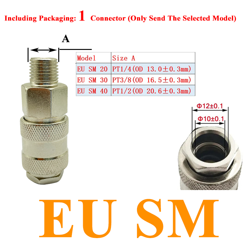EU Air Hose Fittings Coupling Compressor Accessories Quick Release Fitting European standard Pneumatic Connector Rapidities