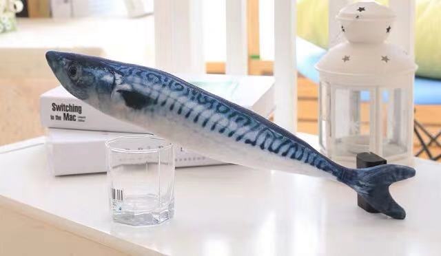Pack Katzenminze Spielzeug für Katzen Fisch Spielzeug Simulation Plüsch Fisch bilden Spielzeug Puppe Interaktive Haustiere Kissen Kauen Biss trete für katze: Pfanne-gebraten Makrele / M