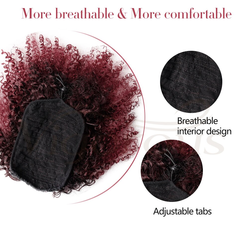 Vigorous Afro-coletero corto rizado para mujer, pieza de cabello para mujer negra Afro, coleta sintética con Clip en el cabello