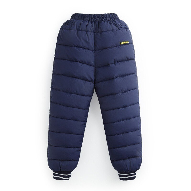 Barn dun bomullsklær gutter bukser jenter leggings barn vintervarme pluss fløyelsbukser litt vanntette snøbukser: Mørke blå / 6t