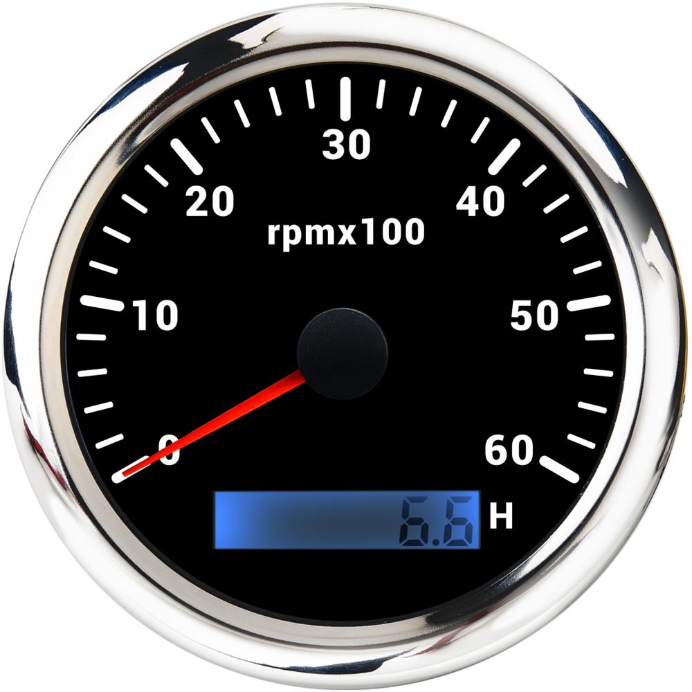 85 mm Drehzahlmesser mit LCD-Stundenzähler für Marine, Boot, Auto, Drehzahlmesser, 8000 U/min, 6000 U/min, Drehzahlmesser, 7 Farben, LED-Hintergrundbeleuchtung: Orange
