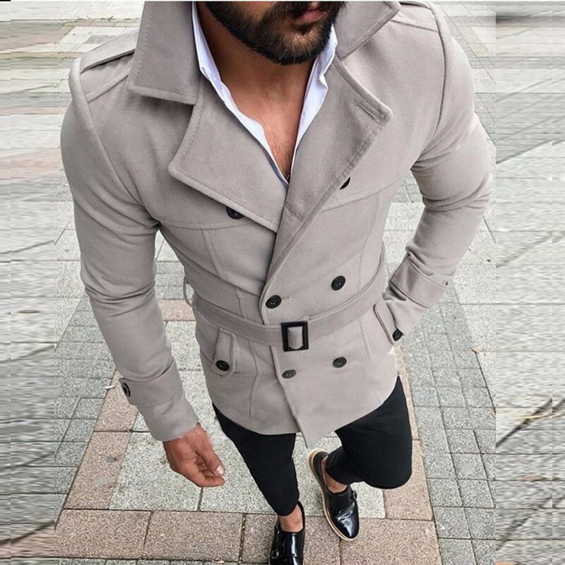 Trench Coat Men Classic Double Breasted Mens Long Coat Mens Clothing Long Jackets Coats British Style Overcoat