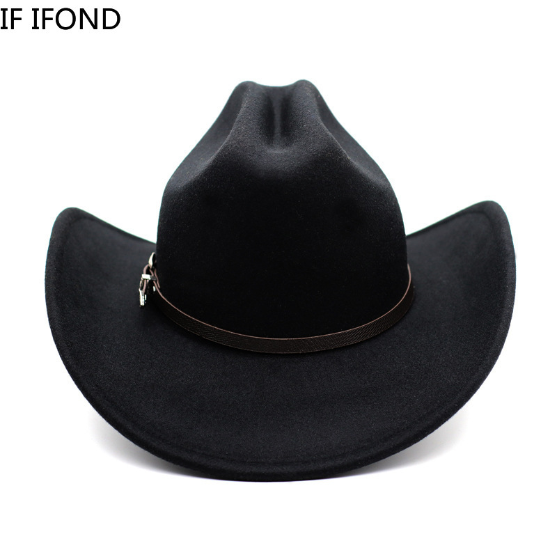 Novo chapéu de cowboy ocidental do vintage para cavalheiro masculino senhora jazz cowgirl com aba larga de couro cloche igreja sombrero hombre bonés