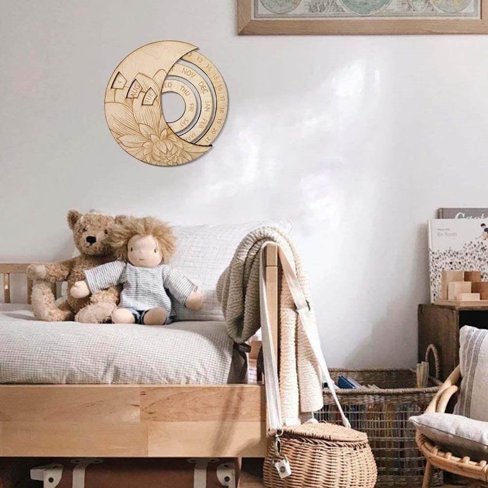 Wall Calendar Perpetual Calendar Everlasting Perpetual Wooden Hanging Calendar Adjustable Calendar For Crafts Decorative