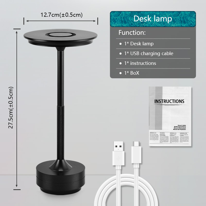 discoteca volante tocco Luci a portato 3 modalità Lampada ricaricabile per la decorazione della stanza Lampada da lettura impermeabile per esterni Comodino sbarra Luci d'atmosfera regalo: nero