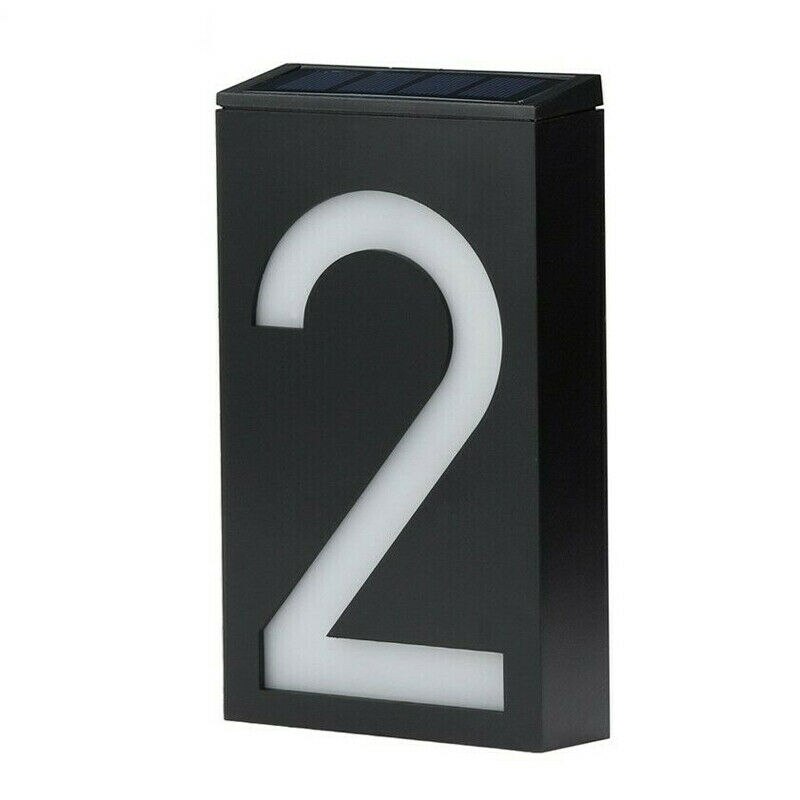 Solar Power LED Light Sign House Hotel Door Address Plaque Number Digits Plate Lampes Solaires Led Solaire Lamp Outdoor Home: 2