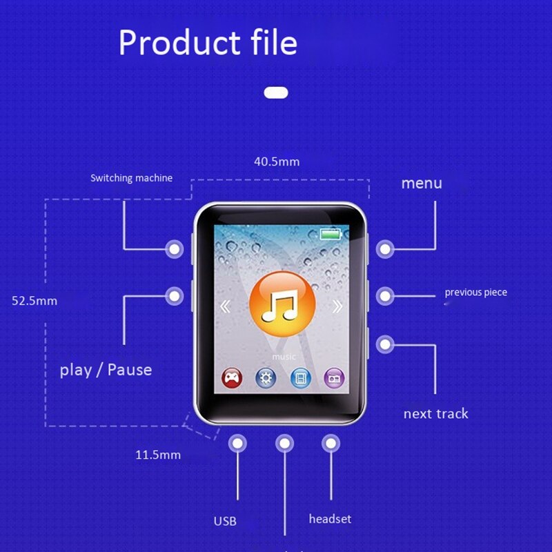 1.8 Inch MP3 Player Knop Muziekspeler 4Gb Draagbare Mp3 Speler Met Speakers High Fidelity Lossless Geluidskwaliteit