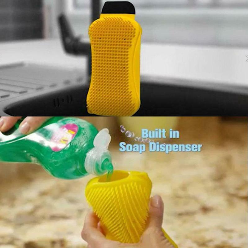 1 Pcs Multifunction Magic 3 In 1 Silicone Sponge Clean Dish Washing Multipurpose Cleaning Scrubber Brush