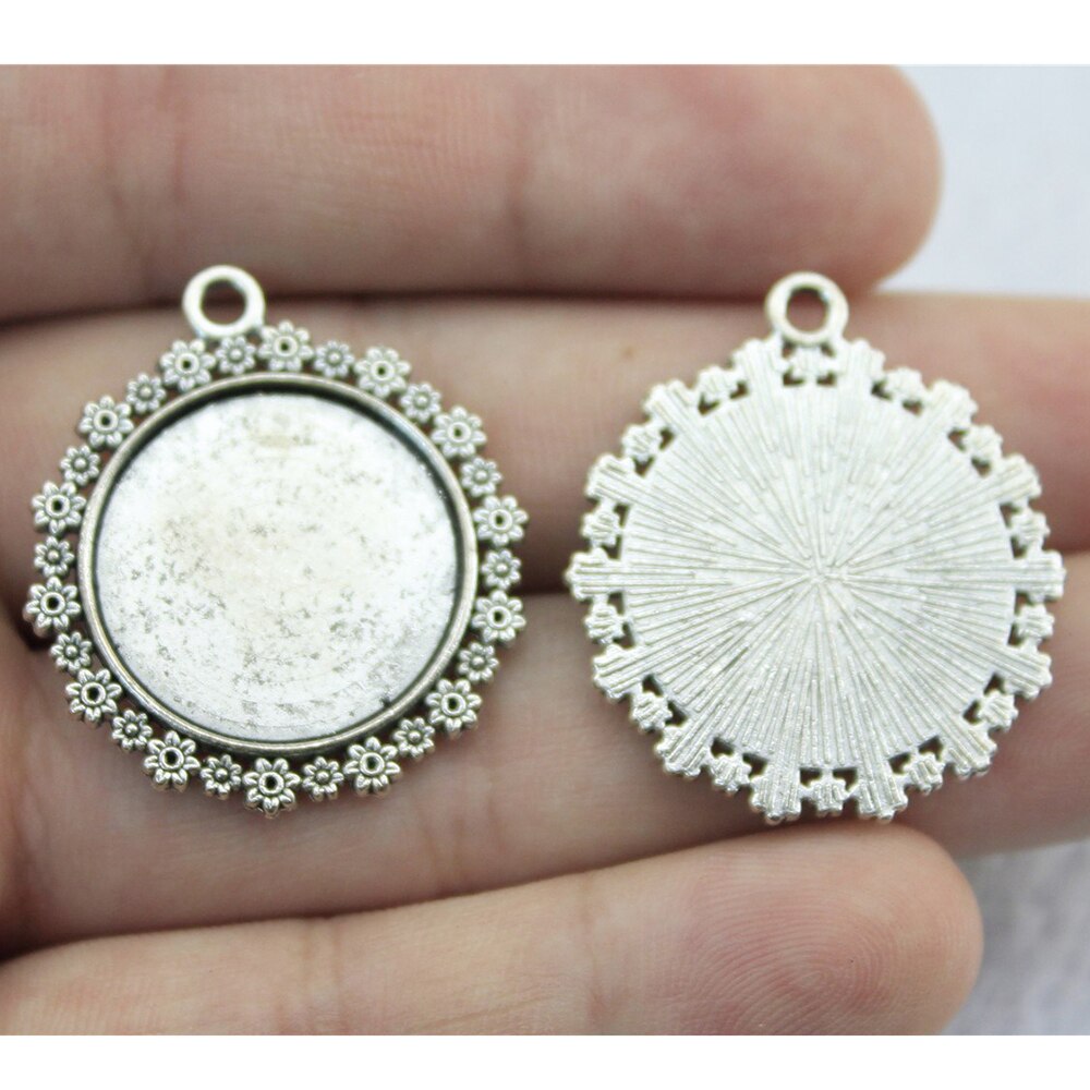 10 Stück / Los Passend für 20 mm rundes Glas Cabochon Base Setting Anhängerablage für Schmuck DIY Herstellung antiker silberner Farbe FM4024: F4177