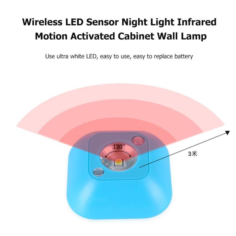 Mini Draadloze Led Sensor Nachtlampje Lamp Pir Infrarood Motion Activated Sensor Licht Voor Wandlamp Kabinet Trappen Licht