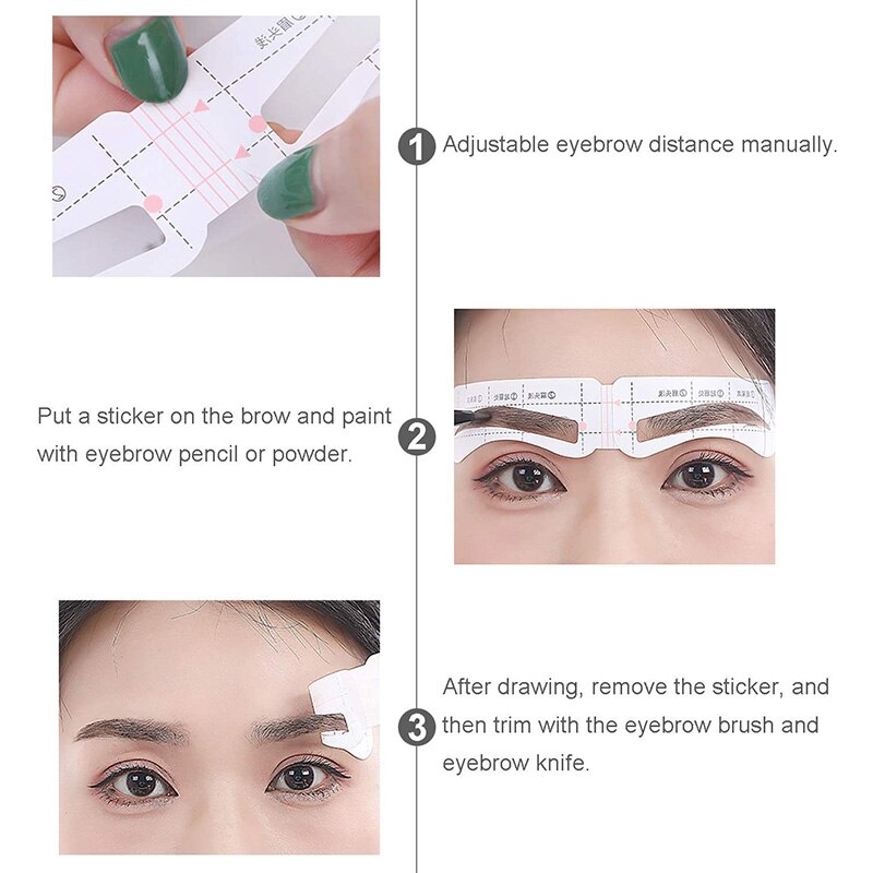 24 paires sourcil pochoir carte modèle sourcil autocollant outil dessiner parfait sourcils