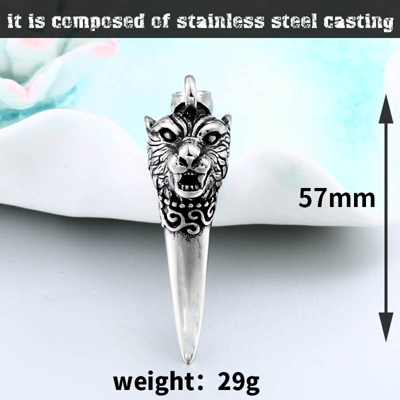 BEIER Antike Wolf Fang Zahn Anhänger Halskette Jahrgang Wolf Zahn Drachen Halsband Mann Wikinger Schmuck Ebene BP8-380