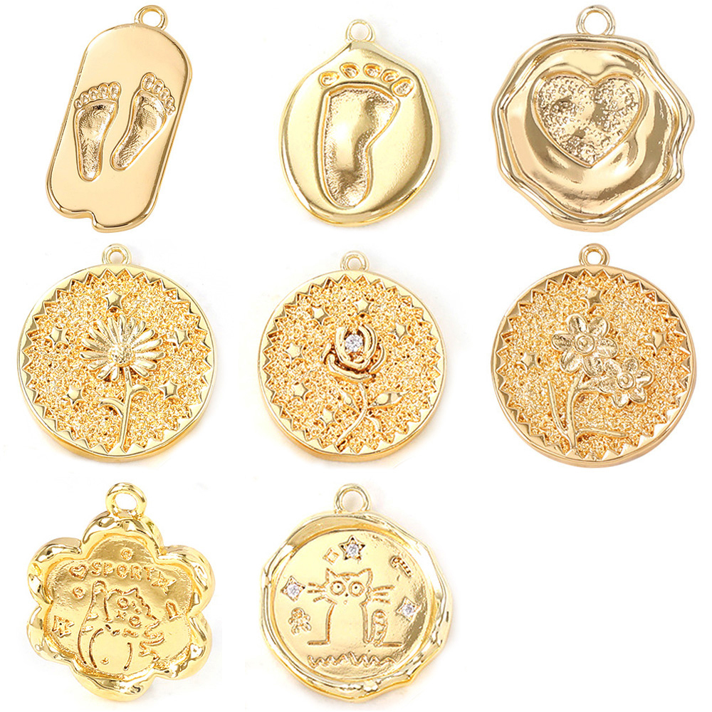 24K Goud Kleur Messing Reliëf Charms Hangers Sieraden Maken Levert Kettingen Oorbellen Armbanden Diy Bevindingen Accessoires