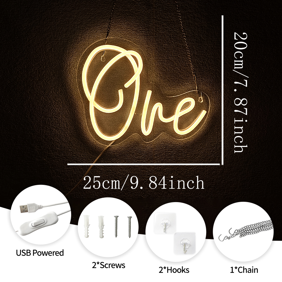 En neonskylt, varmvit digital led-lampa, usb-driven, används för rum, vardagsrum, bar, jubileum, födelsedagsfestdekor.