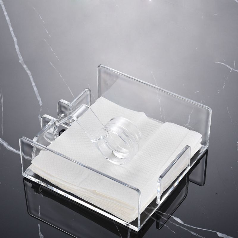 Square Clear Acrylic Cocktail Napkin Holder Paper Serviette Dispenser Tissue Box Bar Caddy for Dining Table Hotel Home Decor