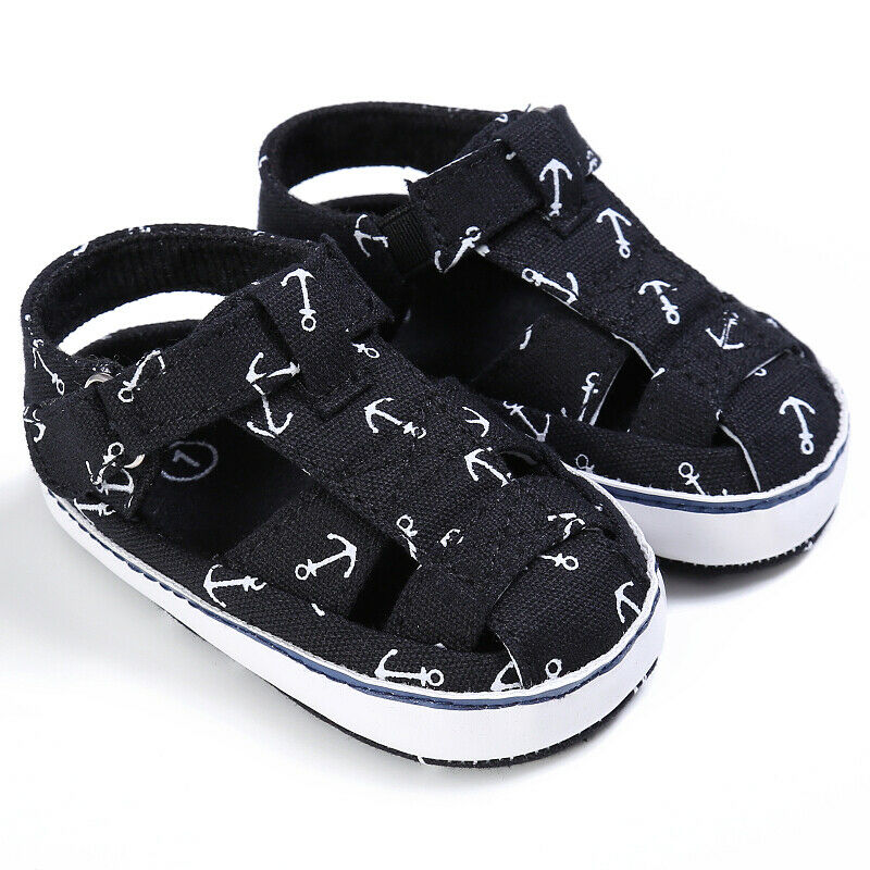 Summer Sandals Baby Boys Girls Infant Soft Crib Shoes Moccasins Shoes Sandals: Black / 7-12 Months