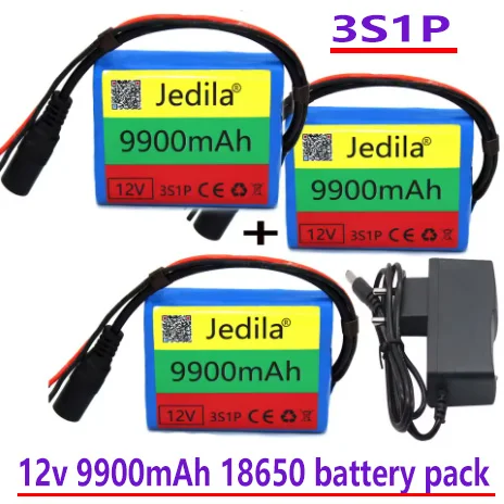 100%.New.12V.9900 mAh.3S1P.Batterie Au Lithium.18650.Batterie Au Lithium Pack Protection Conseil Recarregável.