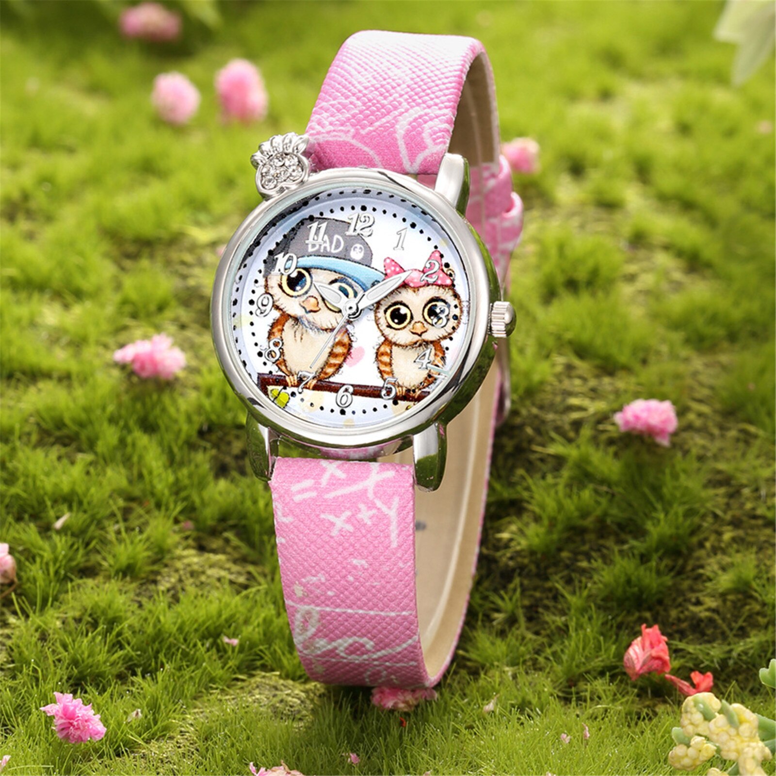 Reloj para niños con estampado de búho y dibujos animados, correa de malla para niños, varios estilos, reloj de goma, de Navidad