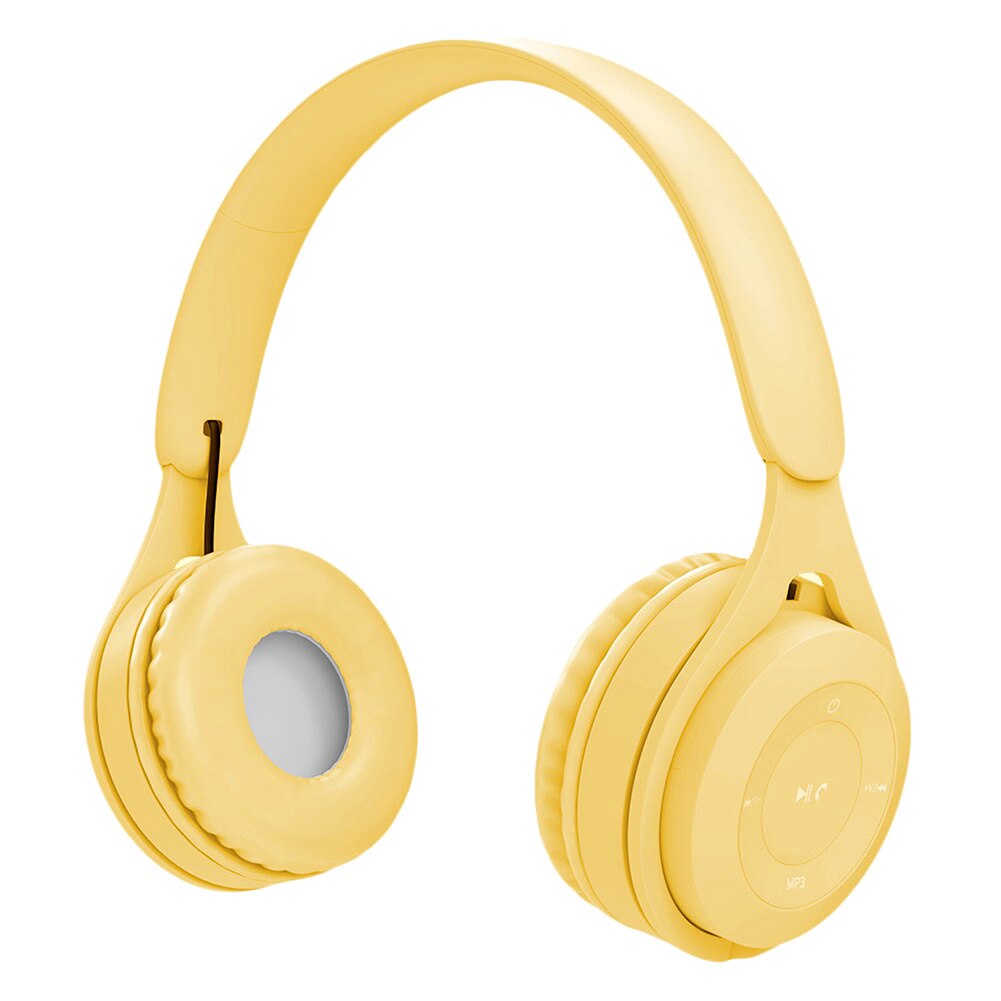 Barn bluetooth 5.0 trådlöst headset justerbart hopfällbart stereo over-ear headset hörlurar hifi musikspelare med mikrofon: Gul