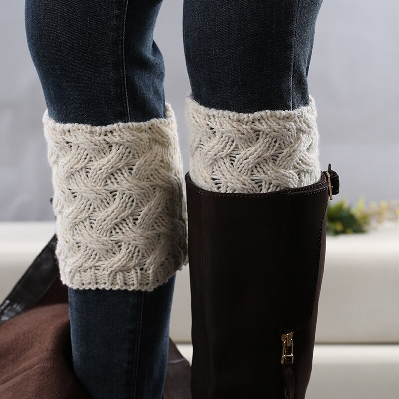 1 Pair Women's Knitted Boot Cuff Socks Leg Warmers Christmas Boot Cover Autumn Winter Christmas boot cover