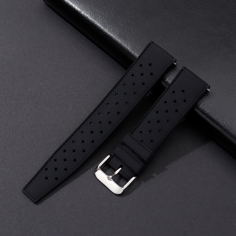 Siliconen Horlogebanden Quick Release Rubber Horlogebanden 18mm 20mm 22mm Tropic Ademend Waterdicht Horloge Band: Black / 18mm