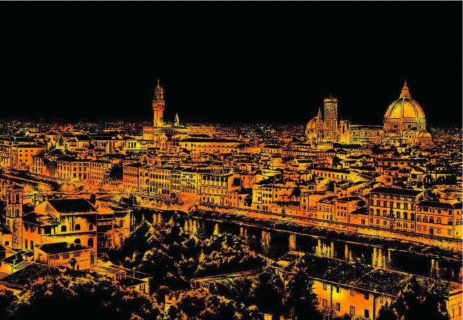 40.5cm*28.5cm Scratch Night View World City Scraping Paintings Decorative Paper DIY Paintings DIY: Florence