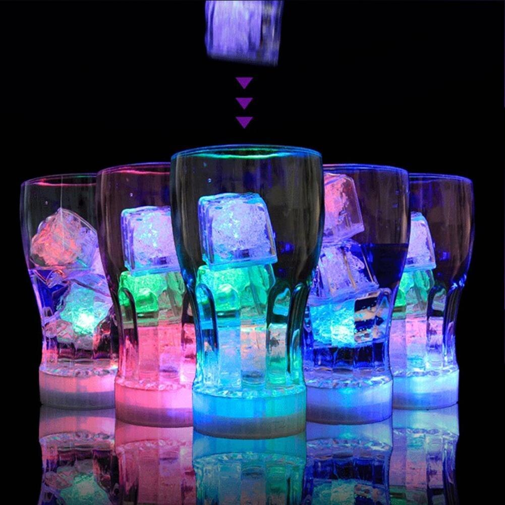 Cubitos de hielo LED de 12 piezas, Bola de brillante, luz Flash, vaso de Navidad, Bar, vino, suministros de neón, decoración para Festival y boda