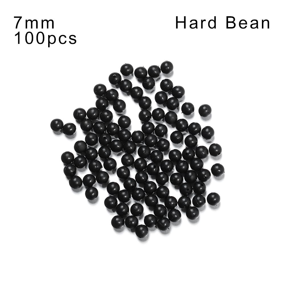 100PCS 3mm-12mm Plastic Black Round Fishing Floats Beads Spacer Stopper Soft Hard Beans Fishing Lures Bait Hook Rig Accessories