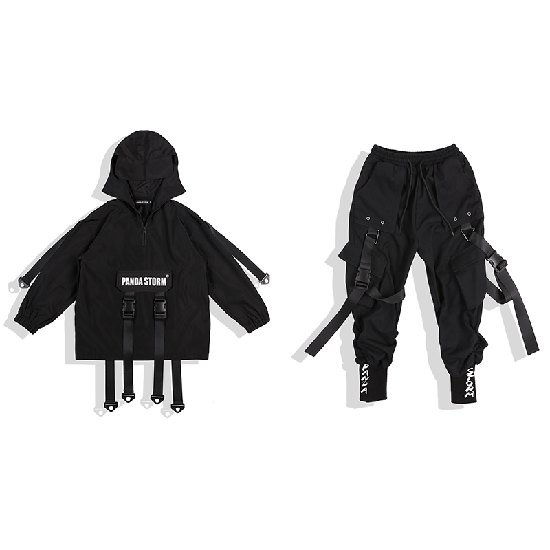Veste de Charge de vent noir pour enfants costume Hip-hop garçons salle de bal robe de danse Hip Hop Costumes de danse de Jazz tenue de danse de rue DQS3815