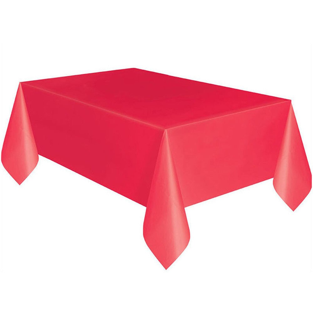 Wegwerp Plastic Tafelkleed Print Kleur Roze Bruiloft Verjaardag Party Tafel Dekken Rechthoek Bureau Doek Veeg Covers Tafelkleed: Red 