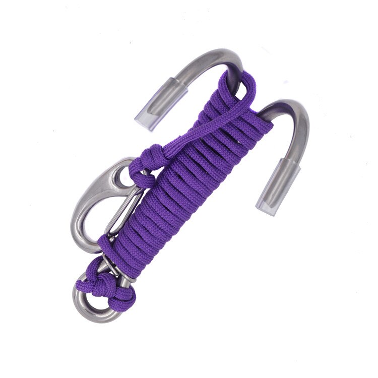 Scuba Diving Double Dual Stainless Steel Reef Drift Hook with Line and clips Hook for Current Dive Underwater