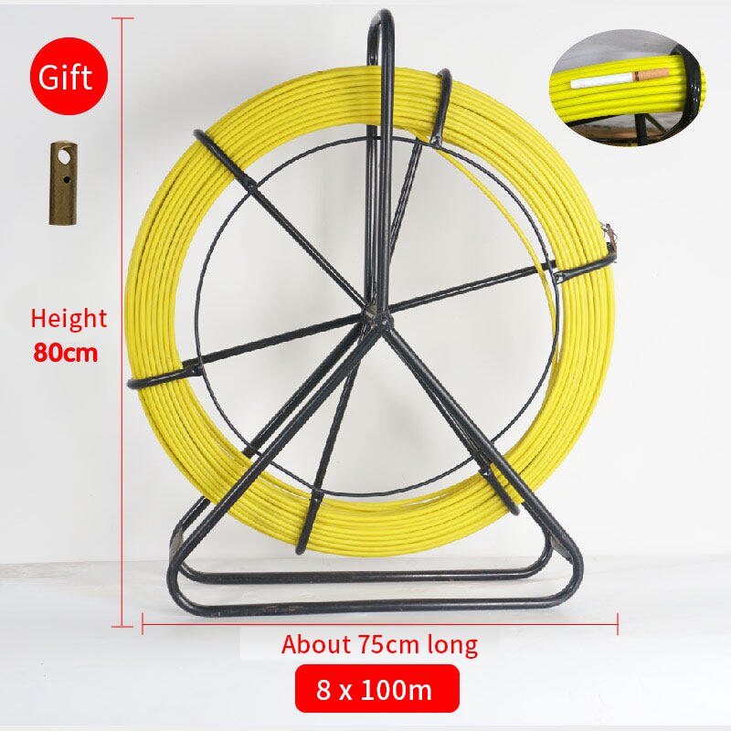 8mm x100m Guide Device Fiberglass Duct Rodder Cable puller Fish Tape Continuous Reel Wire Cable Running Puller Rod
