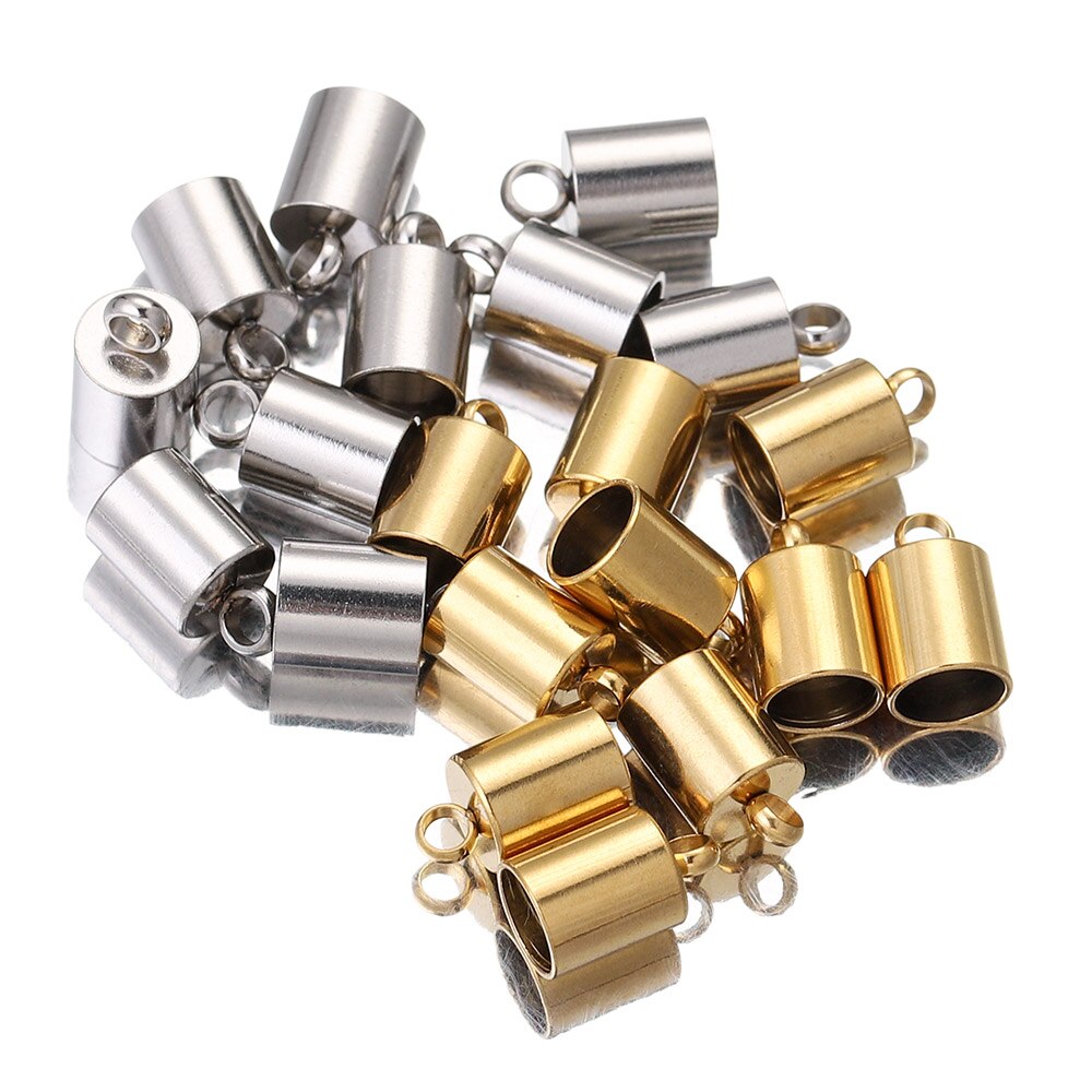 10 pièces Lot en acier inoxydable argent or fermoirs cordons embouts cordon pour bricolage fabrication de bijoux Bracelet collier résultats de bijoux à bricoler soi-même