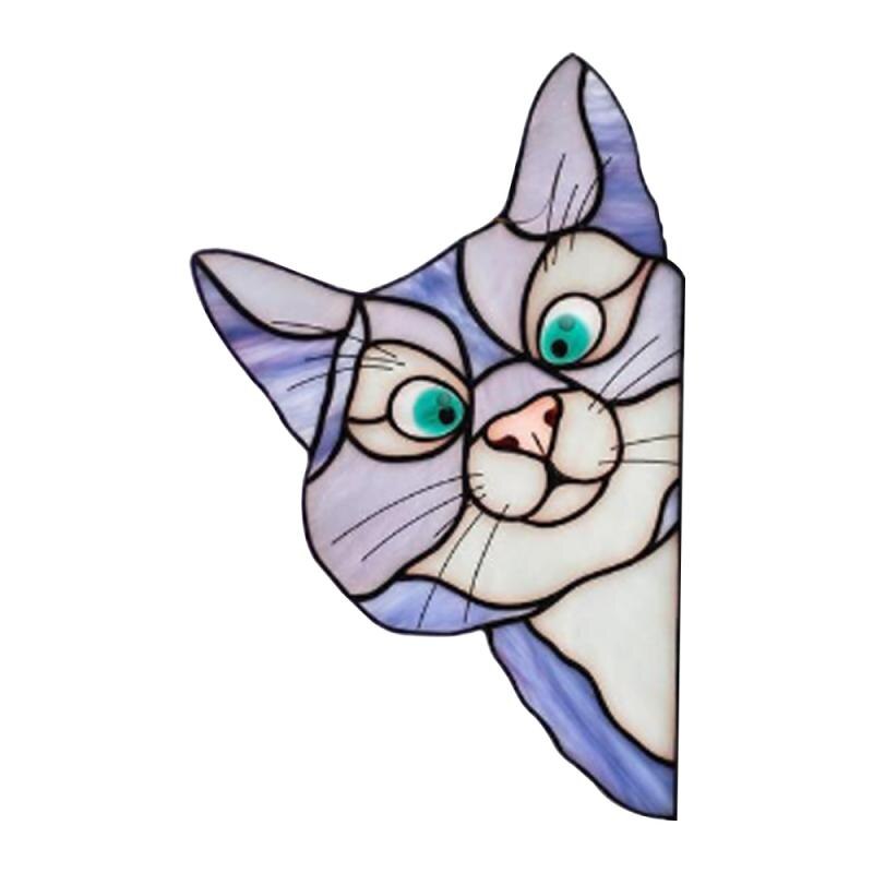 Hunde katte 3d væg klistermærke sjove dør vindue dyr klistermærker bil glas dekoration tapet baggrund festival hjem værelse indretning: Lilla kat