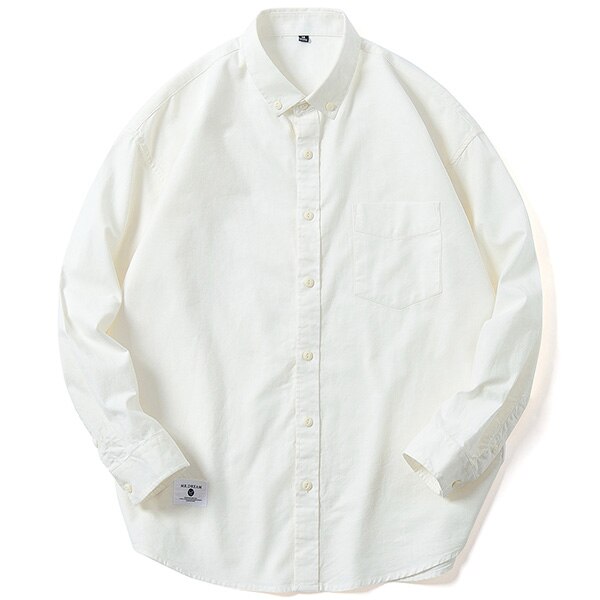 Casual ren bomuld oxford herre kjole skjorte hvid slim fit langærmet bluse: Hvid / Xl